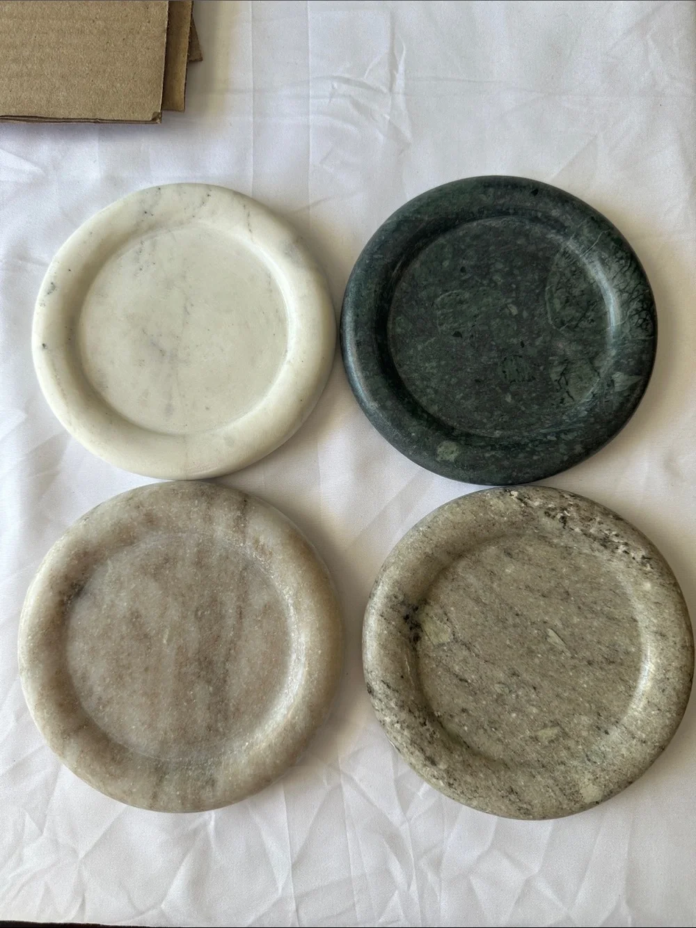 The Polished Jar Aegean Marble Coasters Set of 4 Natural Stone Decor SHIP ALONE